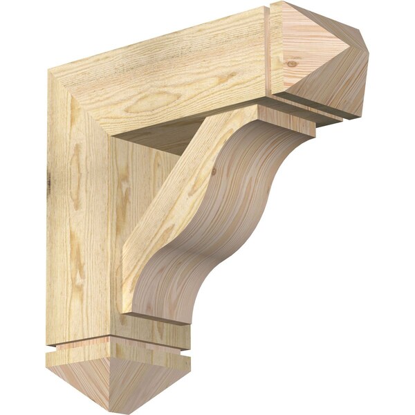 Ekena Millwork Funston Arts and Crafts Rough Sawn Bracket w/ Offset Brace, Douglas Fir, 8"W x 24"D x 24"H BKT0806X24X24FST03RDF - main